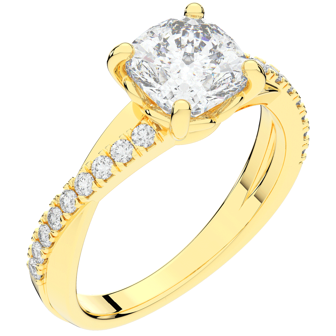 2.20CT.TW CUSHION LAB DIAMOND TWISTBAND ENGAGEMENT RING - Nazarelle