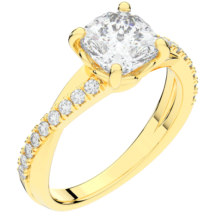 2.20CT.TW CUSHION LAB DIAMOND TWISTBAND ENGAGEMENT RING - Nazarelle