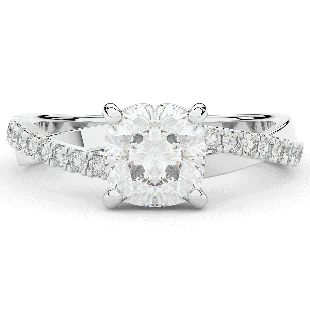 2.20CT.TW CUSHION LAB DIAMOND TWISTBAND ENGAGEMENT RING - Nazarelle