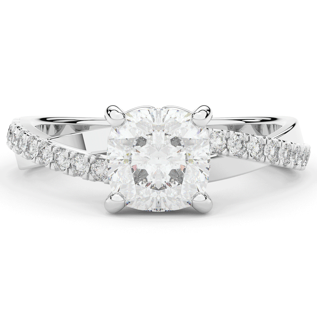 2.20CT.TW CUSHION LAB DIAMOND TWISTBAND ENGAGEMENT RING - Nazarelle