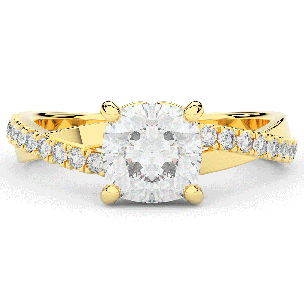 2.20CT.TW CUSHION LAB DIAMOND TWISTBAND ENGAGEMENT RING - Nazarelle