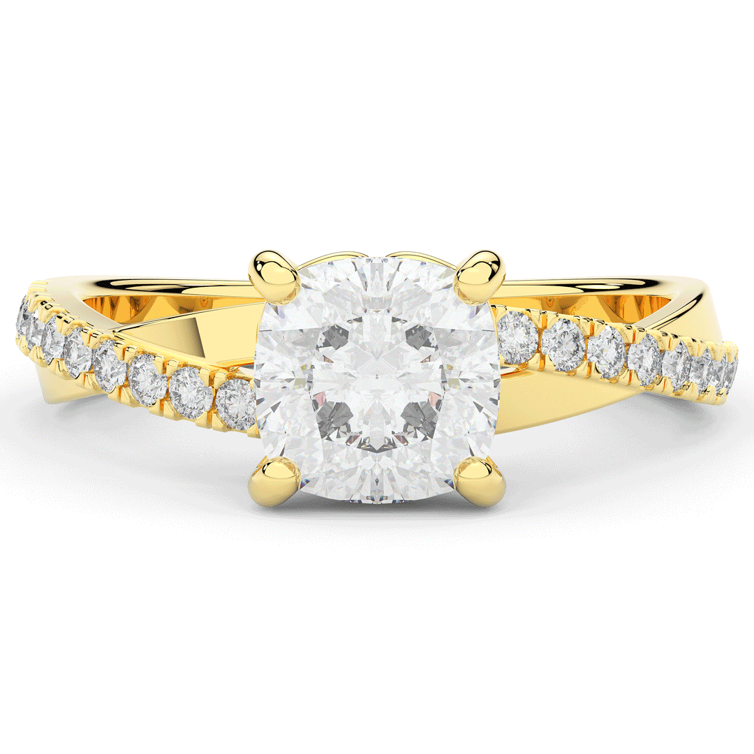 2.20CT.TW CUSHION LAB DIAMOND TWISTBAND ENGAGEMENT RING - Nazarelle