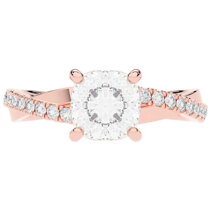 2.20CT.TW CUSHION LAB DIAMOND TWISTBAND ENGAGEMENT RING - Nazarelle