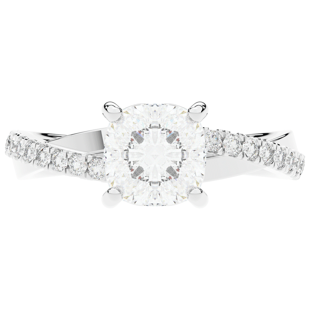 2.20CT.TW CUSHION LAB DIAMOND TWISTBAND ENGAGEMENT RING - Nazarelle