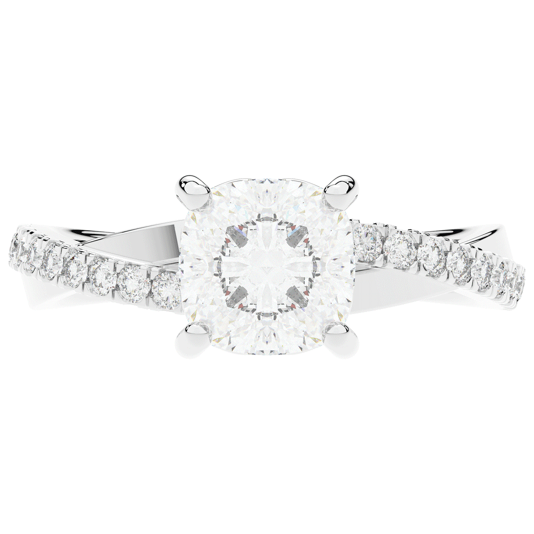2.20CT.TW CUSHION LAB DIAMOND TWISTBAND ENGAGEMENT RING - Nazarelle