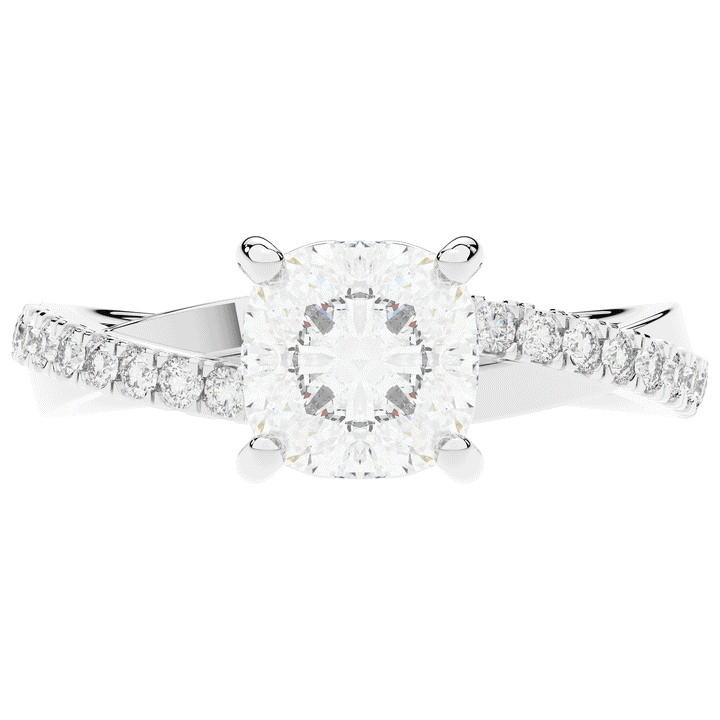2.20CT.TW CUSHION LAB DIAMOND TWISTBAND ENGAGEMENT RING - Nazarelle