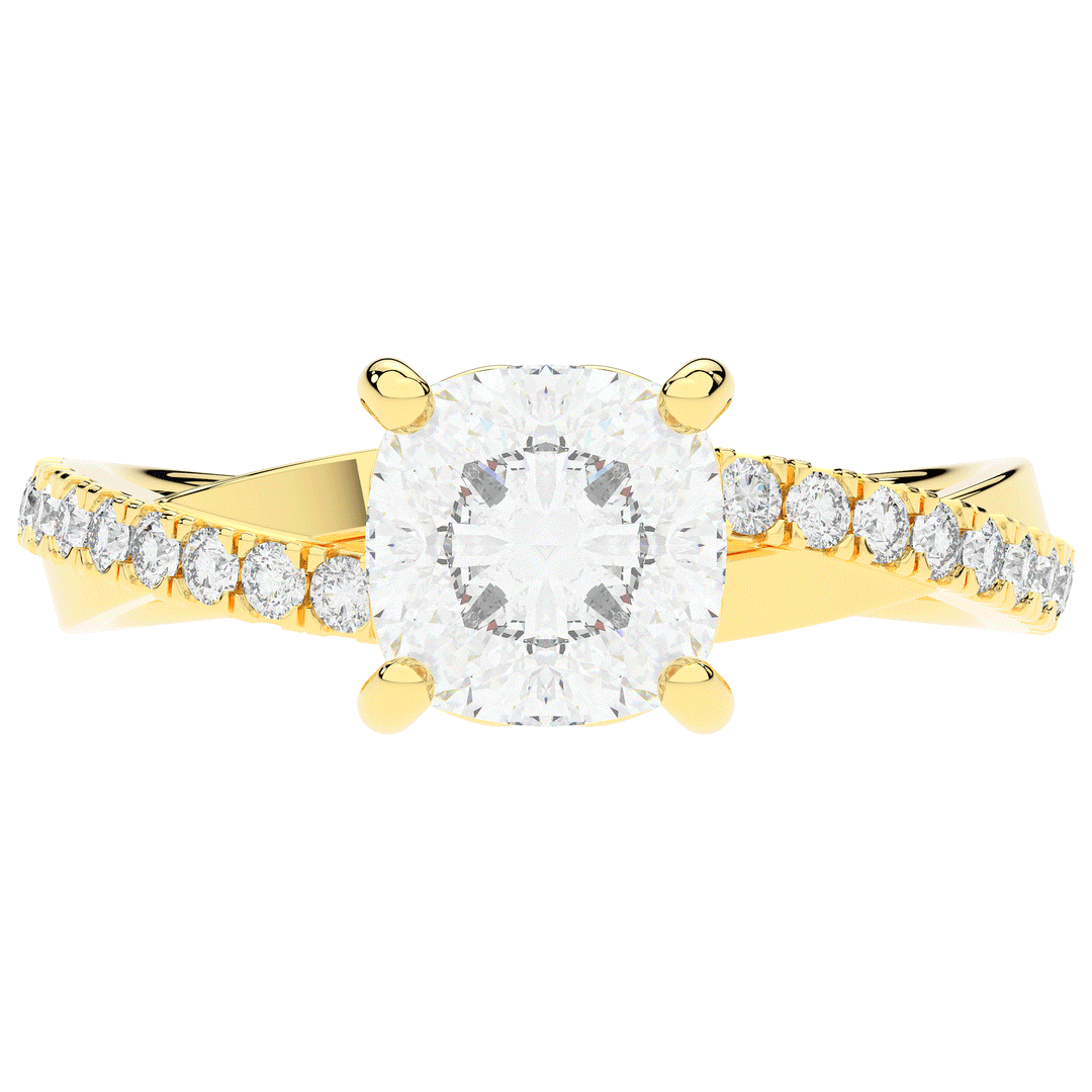 2.20CT.TW CUSHION LAB DIAMOND TWISTBAND ENGAGEMENT RING - Nazarelle