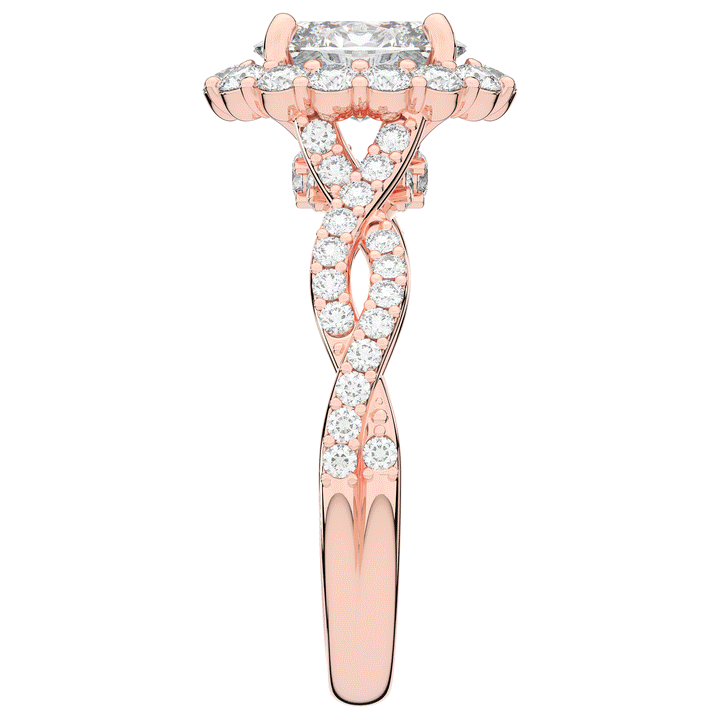 1.75CT.TW OVAL LAB DIAMOND HALO TWIST BAND ENGAGEMENT RING - Nazarelle