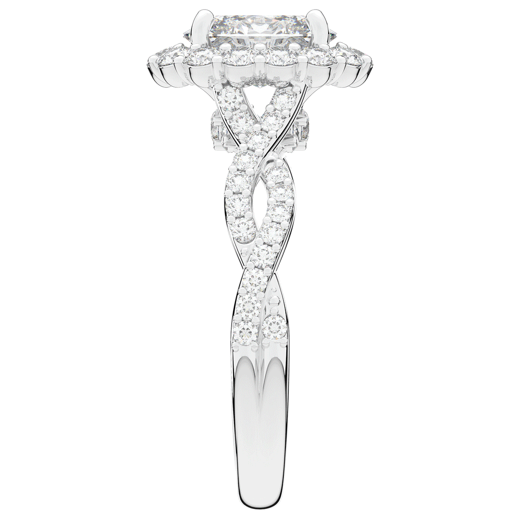 1.75CT.TW OVAL LAB DIAMOND HALO TWIST BAND ENGAGEMENT RING - Nazarelle