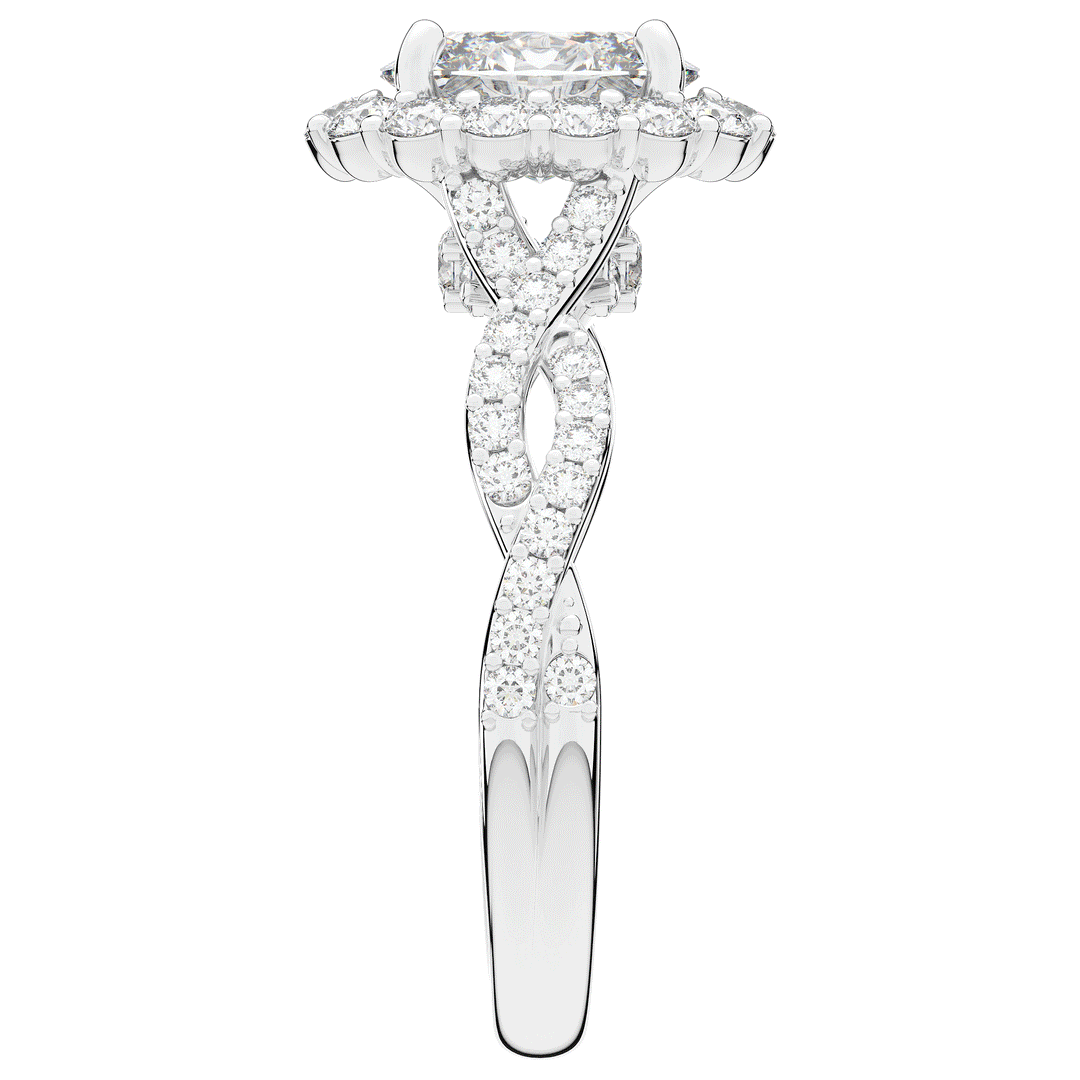 1.75CT.TW OVAL LAB DIAMOND HALO TWIST BAND ENGAGEMENT RING - Nazarelle