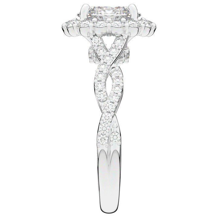 1.75CT.TW OVAL LAB DIAMOND HALO TWIST BAND ENGAGEMENT RING - Nazarelle