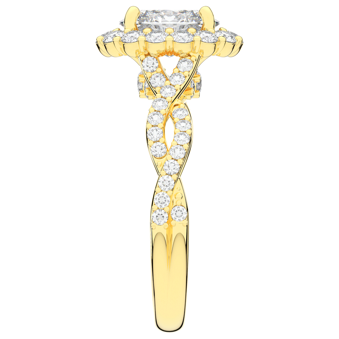 1.75CT.TW OVAL LAB DIAMOND HALO TWIST BAND ENGAGEMENT RING - Nazarelle