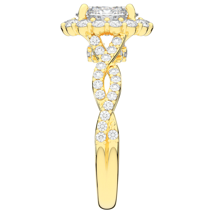 1.75CT.TW OVAL LAB DIAMOND HALO TWIST BAND ENGAGEMENT RING - Nazarelle