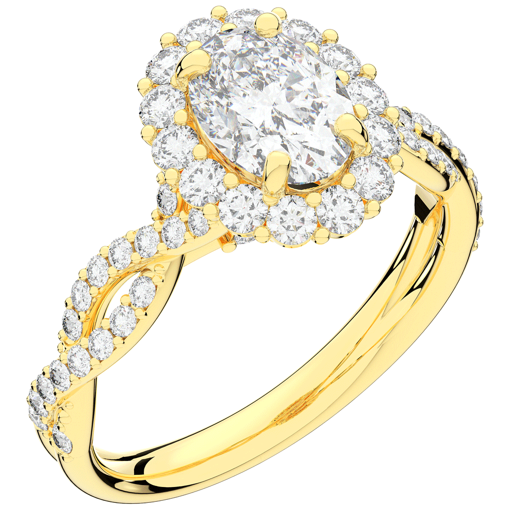 1.75CT.TW OVAL LAB DIAMOND HALO TWIST BAND ENGAGEMENT RING - Nazarelle