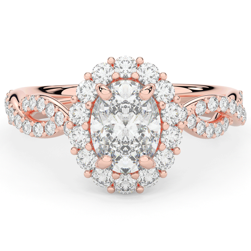 1.75CT.TW OVAL LAB DIAMOND HALO TWIST BAND ENGAGEMENT RING - Nazarelle