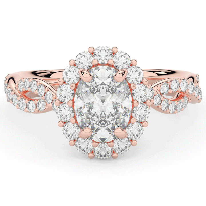 1.75CT.TW OVAL LAB DIAMOND HALO TWIST BAND ENGAGEMENT RING - Nazarelle