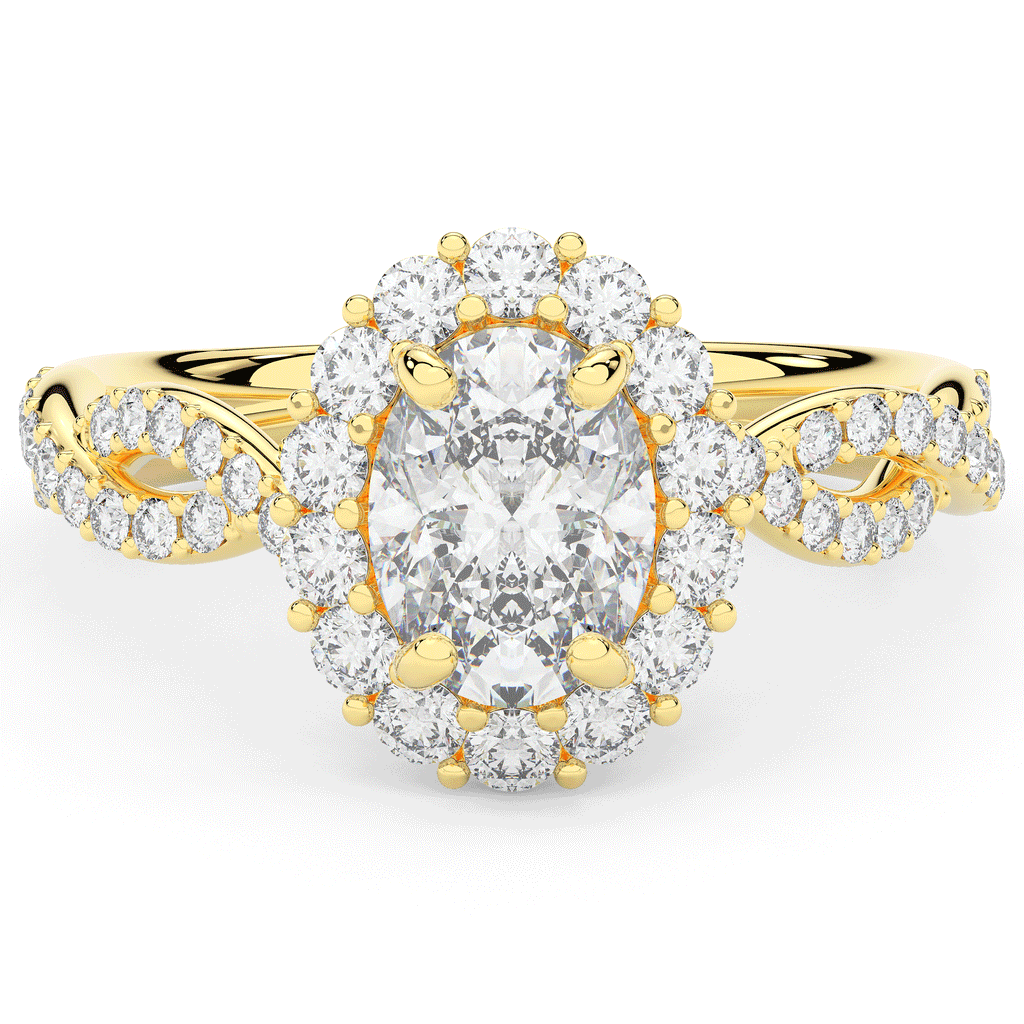 1.75CT.TW OVAL LAB DIAMOND HALO TWIST BAND ENGAGEMENT RING - Nazarelle