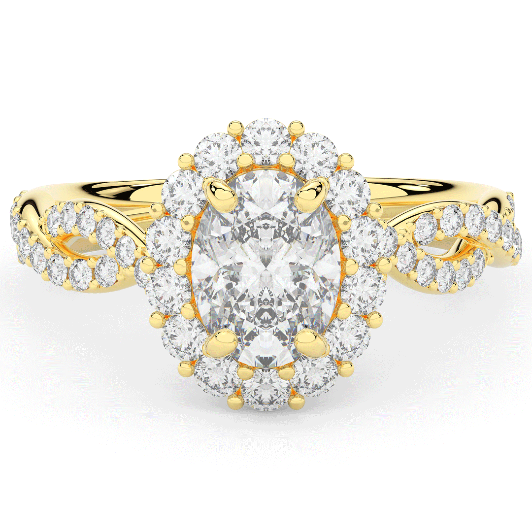 1.75CT.TW OVAL LAB DIAMOND HALO TWIST BAND ENGAGEMENT RING - Nazarelle