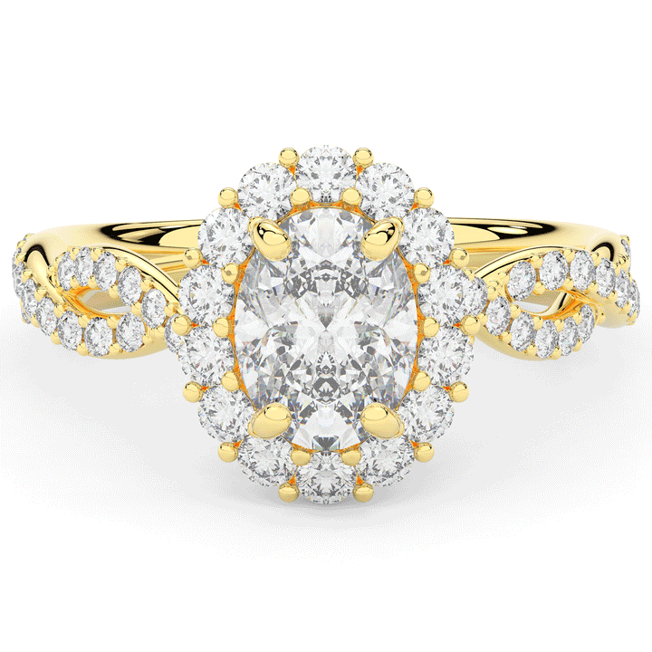 1.75CT.TW OVAL LAB DIAMOND HALO TWIST BAND ENGAGEMENT RING - Nazarelle