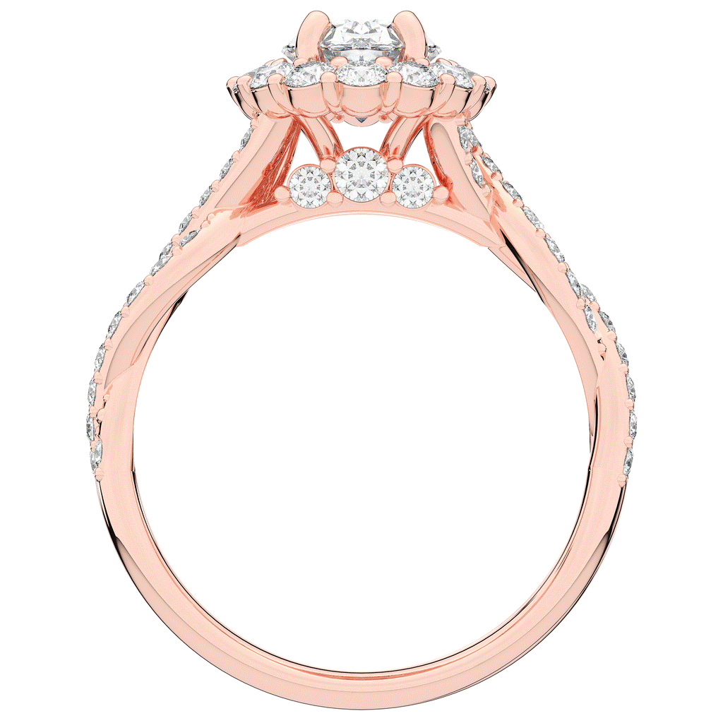 1.75CT.TW OVAL LAB DIAMOND HALO TWIST BAND ENGAGEMENT RING - Nazarelle