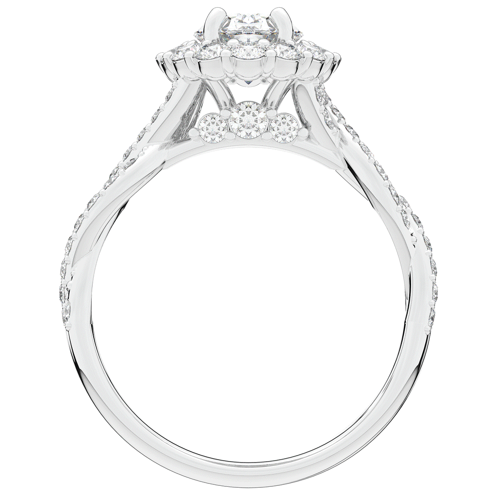 1.75CT.TW OVAL LAB DIAMOND HALO TWIST BAND ENGAGEMENT RING - Nazarelle