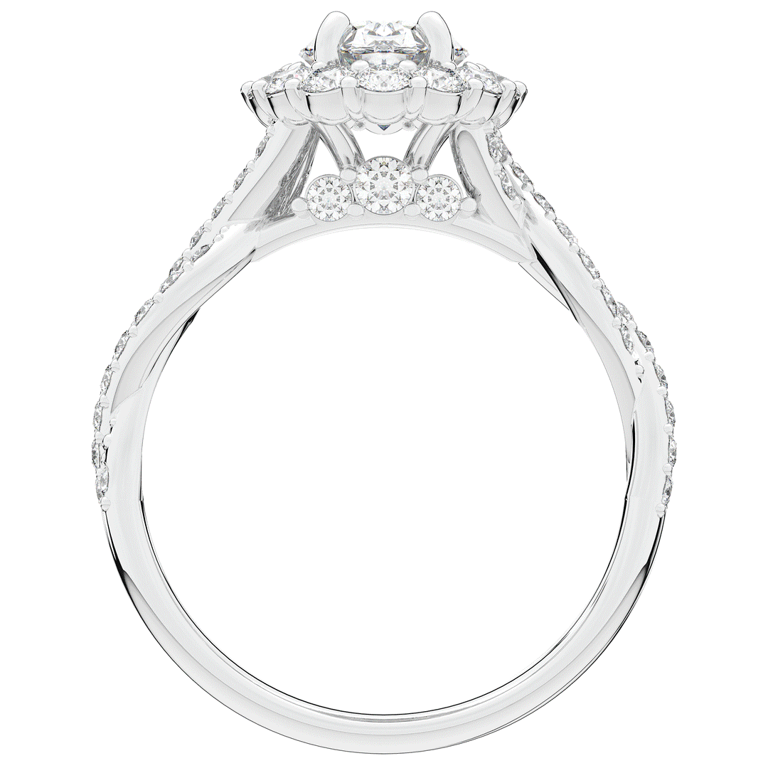 1.75CT.TW OVAL LAB DIAMOND HALO TWIST BAND ENGAGEMENT RING - Nazarelle