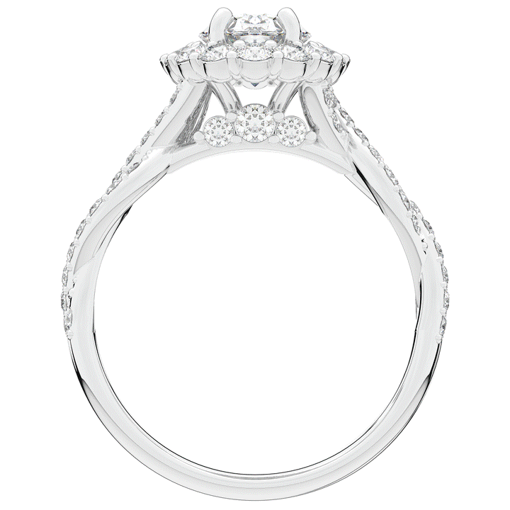 1.75CT.TW OVAL LAB DIAMOND HALO TWIST BAND ENGAGEMENT RING - Nazarelle