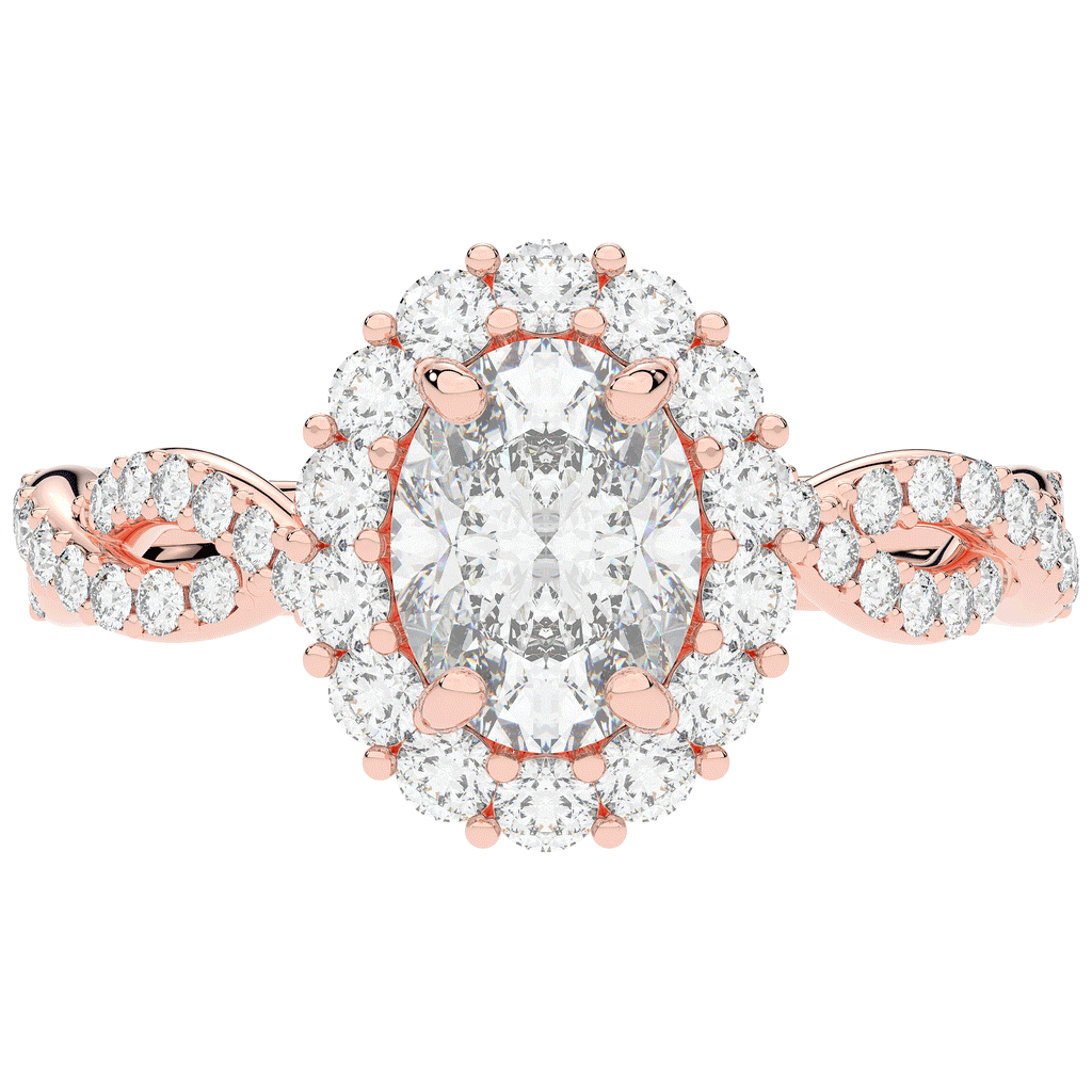 1.75CT.TW OVAL LAB DIAMOND HALO TWIST BAND ENGAGEMENT RING - Nazarelle