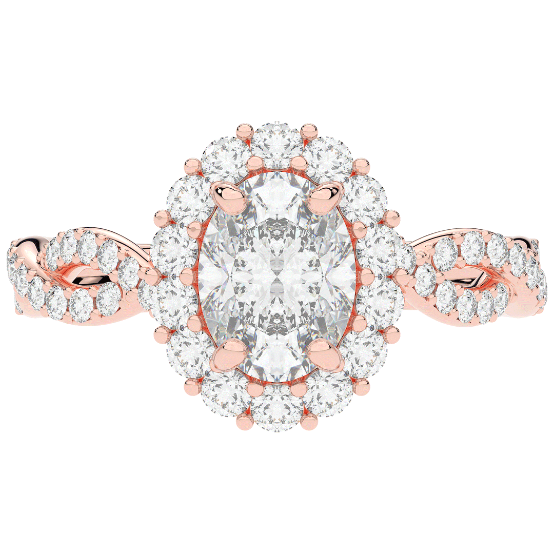 1.75CT.TW OVAL LAB DIAMOND HALO TWIST BAND ENGAGEMENT RING - Nazarelle
