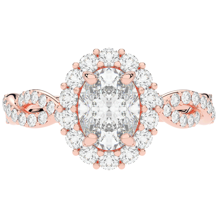 1.75CT.TW OVAL LAB DIAMOND HALO TWIST BAND ENGAGEMENT RING - Nazarelle