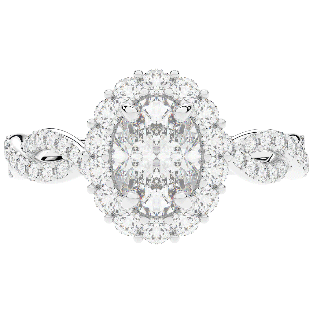 1.75CT.TW OVAL LAB DIAMOND HALO TWIST BAND ENGAGEMENT RING - Nazarelle