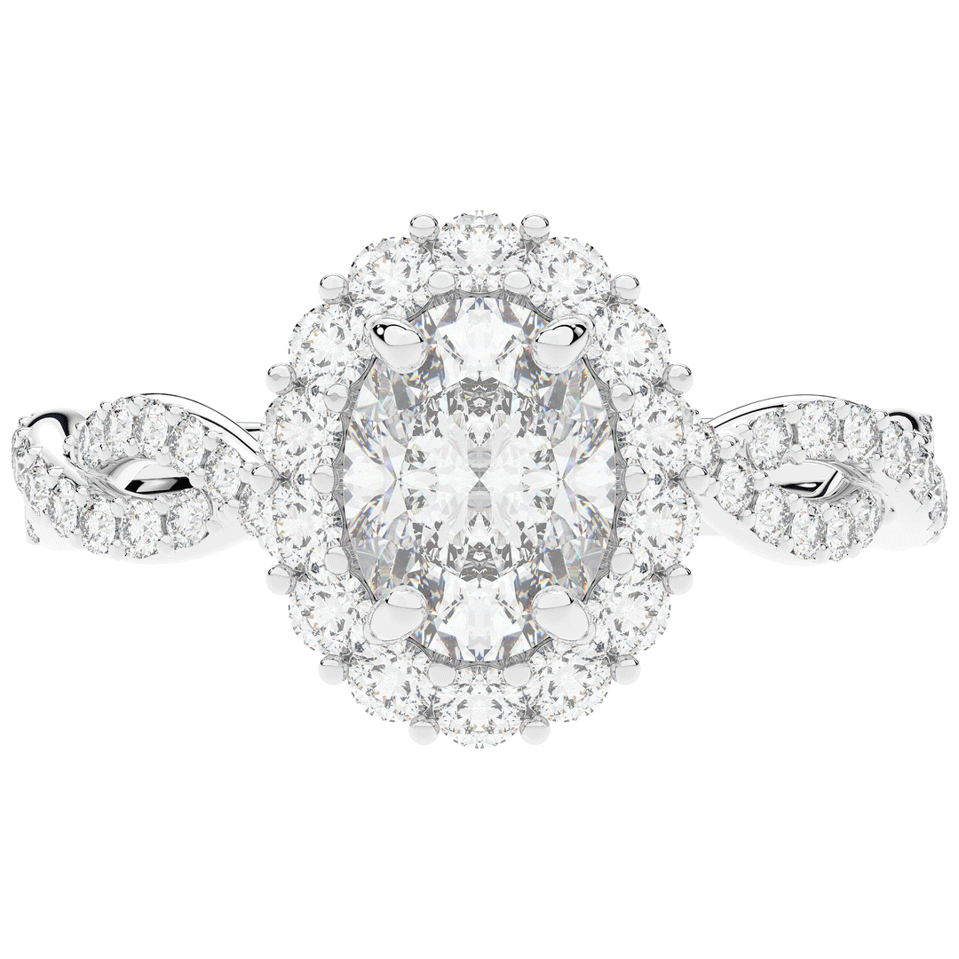 1.75CT.TW OVAL LAB DIAMOND HALO TWIST BAND ENGAGEMENT RING - Nazarelle