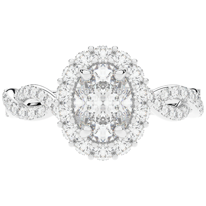 1.75CT.TW OVAL LAB DIAMOND HALO TWIST BAND ENGAGEMENT RING - Nazarelle