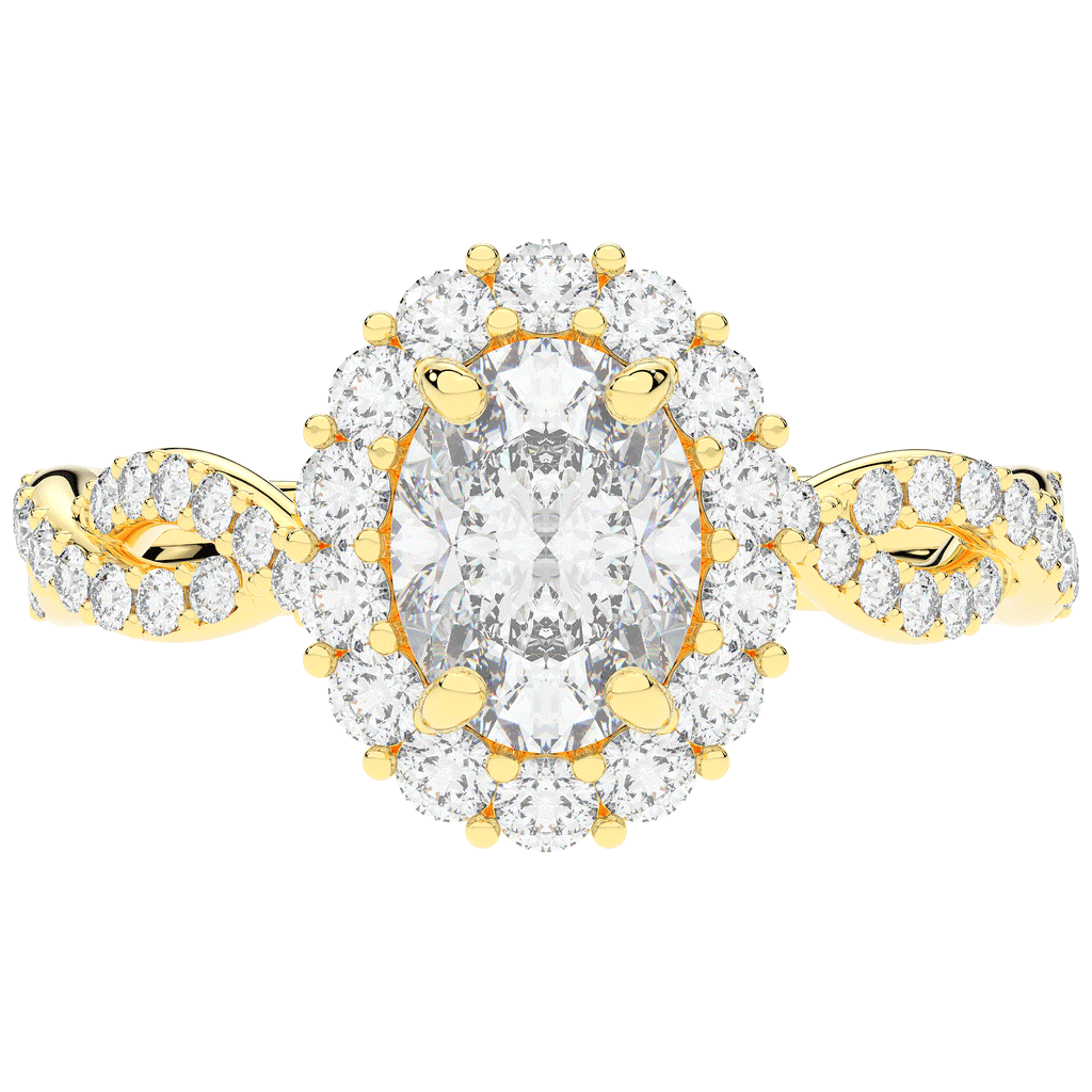 1.75CT.TW OVAL LAB DIAMOND HALO TWIST BAND ENGAGEMENT RING - Nazarelle