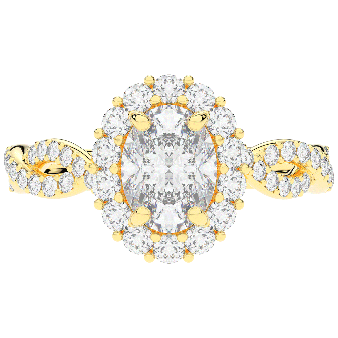1.75CT.TW OVAL LAB DIAMOND HALO TWIST BAND ENGAGEMENT RING - Nazarelle