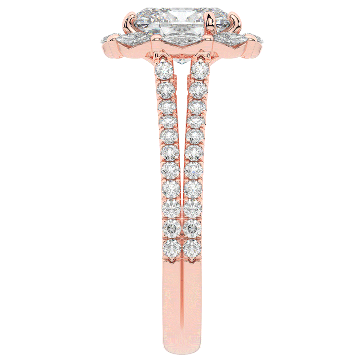 2.30CT.TW OVAL LAB DIAMOND HALO SPLIT SHANK ENGAGEMENT RING - Nazarelle
