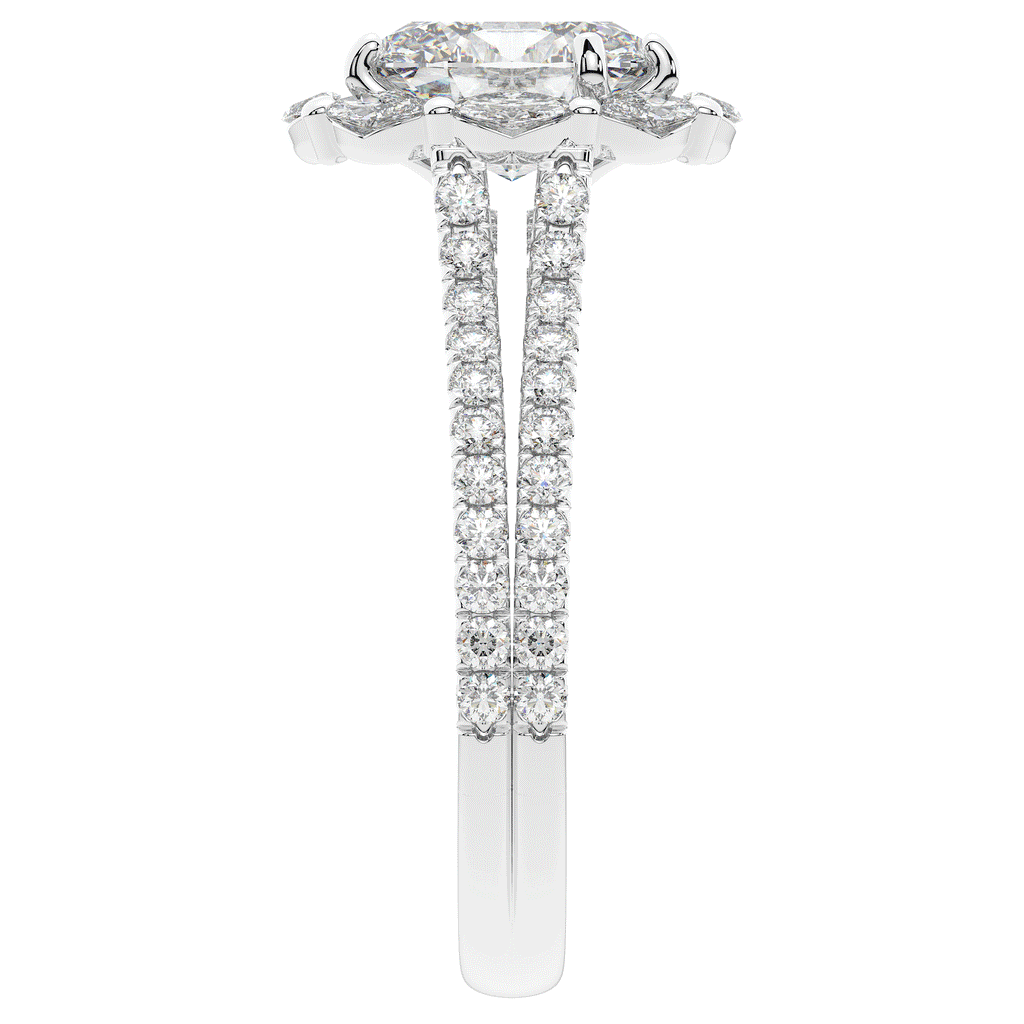 2.30CT.TW OVAL LAB DIAMOND HALO SPLIT SHANK ENGAGEMENT RING - Nazarelle
