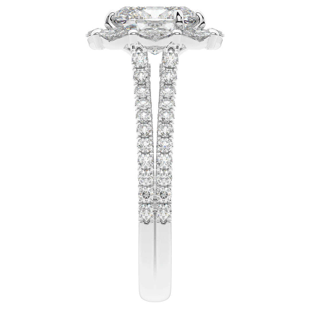 2.30CT.TW OVAL LAB DIAMOND HALO SPLIT SHANK ENGAGEMENT RING - Nazarelle