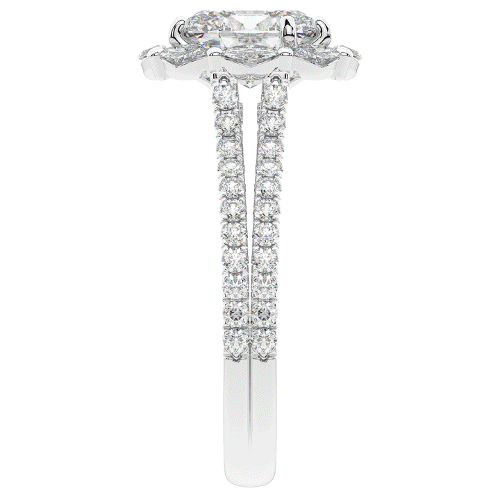 2.30CT.TW OVAL LAB DIAMOND HALO SPLIT SHANK ENGAGEMENT RING - Nazarelle