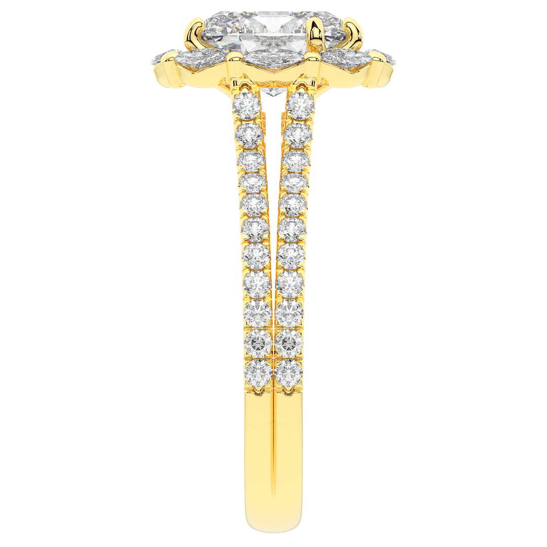 2.30CT.TW OVAL LAB DIAMOND HALO SPLIT SHANK ENGAGEMENT RING - Nazarelle