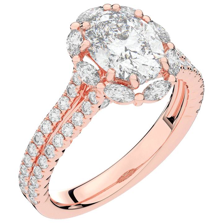 2.30CT.TW OVAL LAB DIAMOND HALO SPLIT SHANK ENGAGEMENT RING - Nazarelle