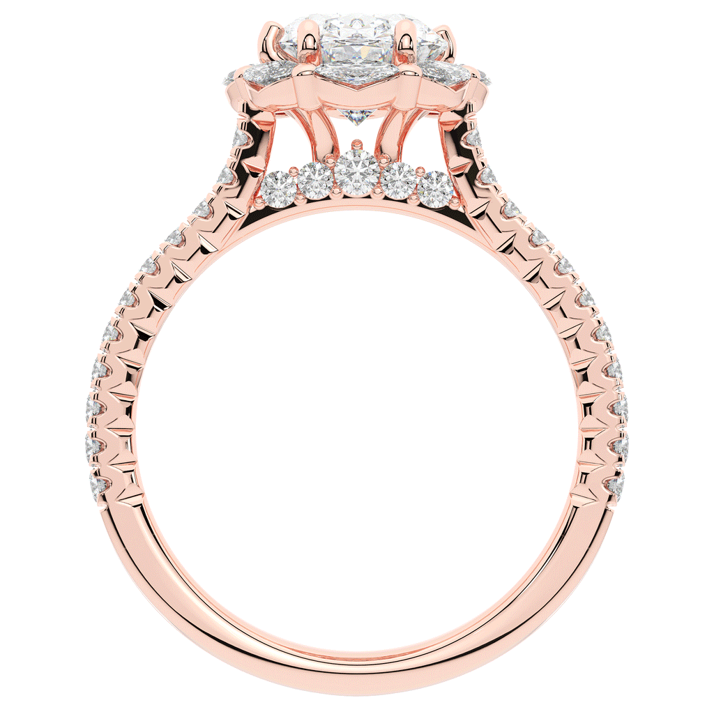 2.30CT.TW OVAL LAB DIAMOND HALO SPLIT SHANK ENGAGEMENT RING - Nazarelle