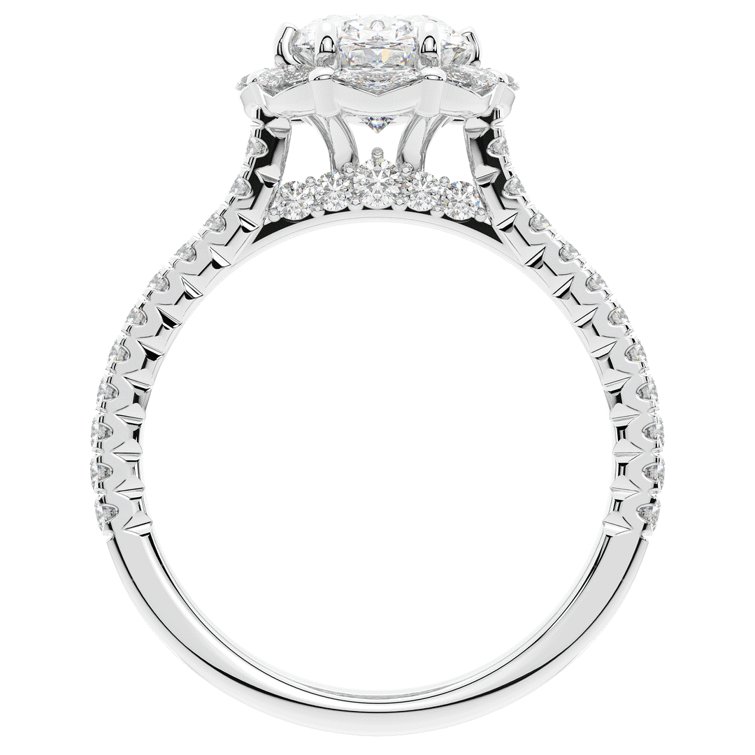 2.30CT.TW OVAL LAB DIAMOND HALO SPLIT SHANK ENGAGEMENT RING - Nazarelle