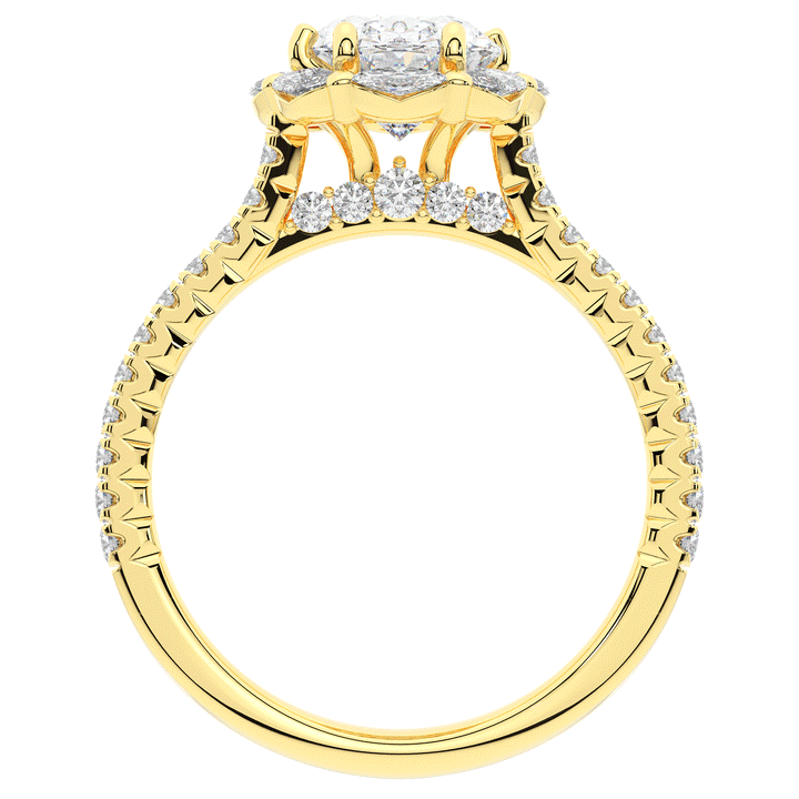 2.30CT.TW OVAL LAB DIAMOND HALO SPLIT SHANK ENGAGEMENT RING - Nazarelle