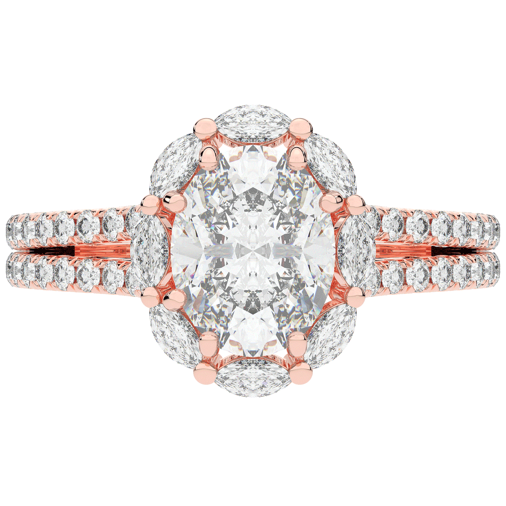 2.30CT.TW OVAL LAB DIAMOND HALO SPLIT SHANK ENGAGEMENT RING - Nazarelle