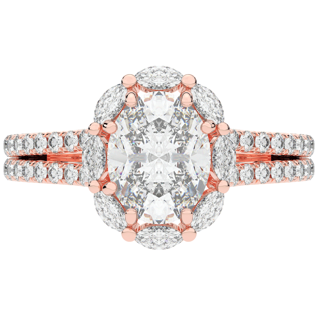2.30CT.TW OVAL LAB DIAMOND HALO SPLIT SHANK ENGAGEMENT RING - Nazarelle