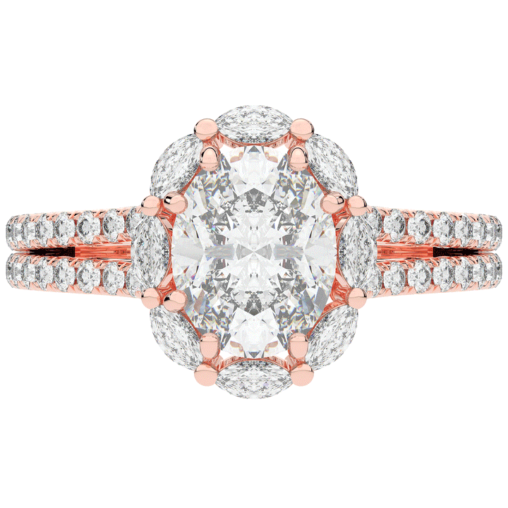 2.30CT.TW OVAL LAB DIAMOND HALO SPLIT SHANK ENGAGEMENT RING - Nazarelle