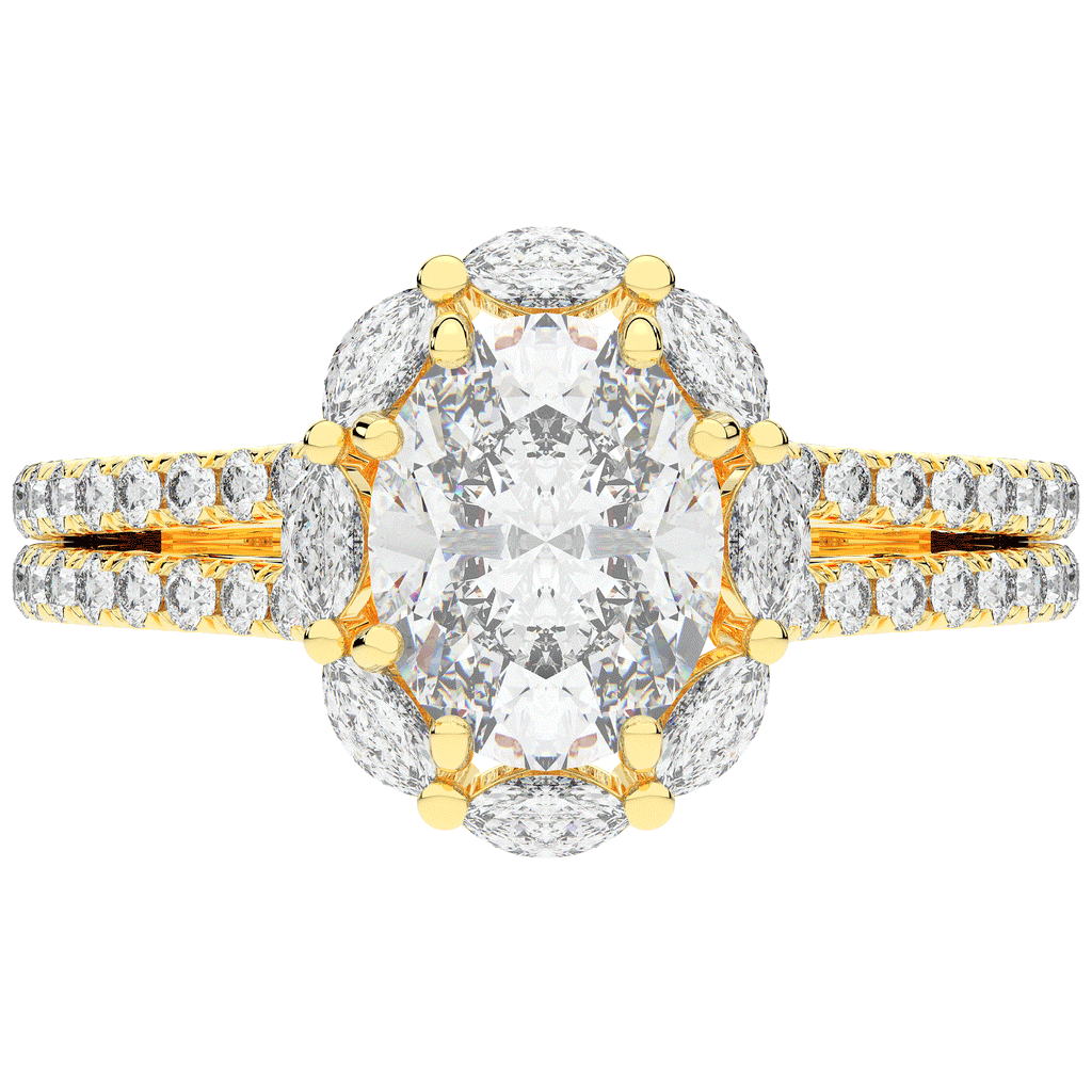 2.30CT.TW OVAL LAB DIAMOND HALO SPLIT SHANK ENGAGEMENT RING - Nazarelle