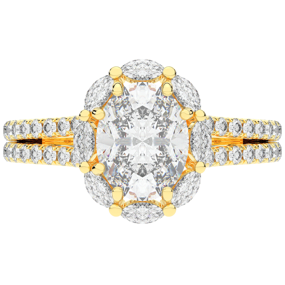2.30CT.TW OVAL LAB DIAMOND HALO SPLIT SHANK ENGAGEMENT RING - Nazarelle