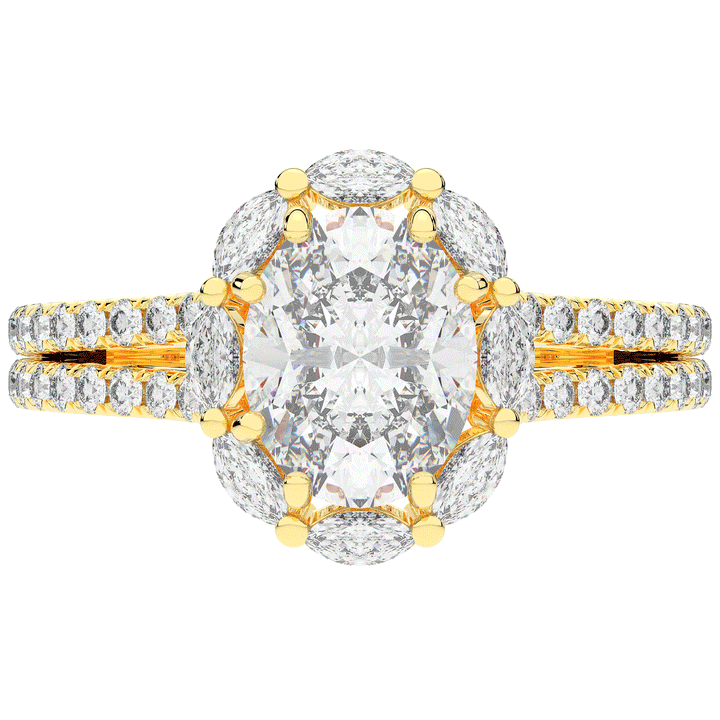 2.30CT.TW OVAL LAB DIAMOND HALO SPLIT SHANK ENGAGEMENT RING - Nazarelle